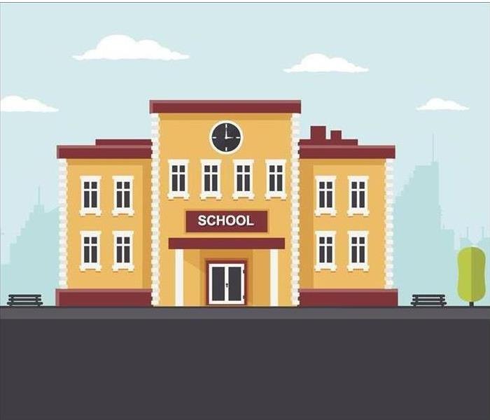 drawing of two story school