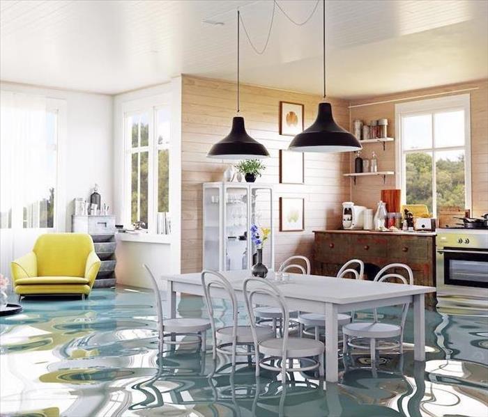 Kitchen with standing water 