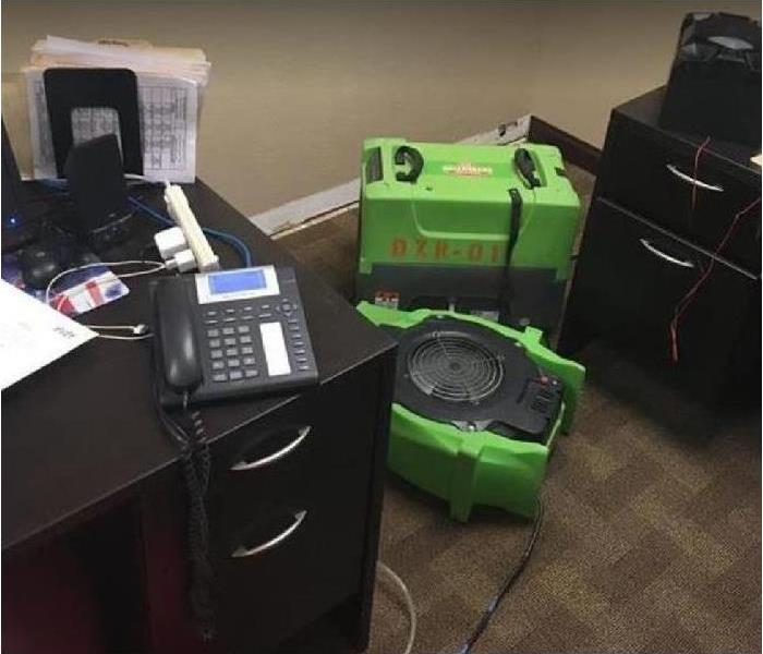 SERVPRO drying equipment in office